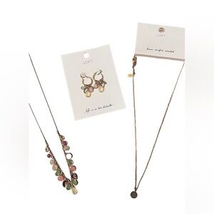 Set of three Loft necklaces/earrings, new on card
